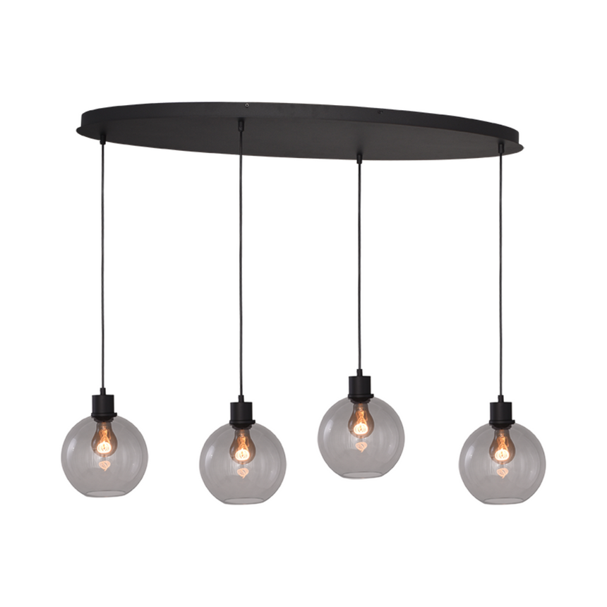 Lazise világosszürke üveg függőlámpa fekete foglalattal