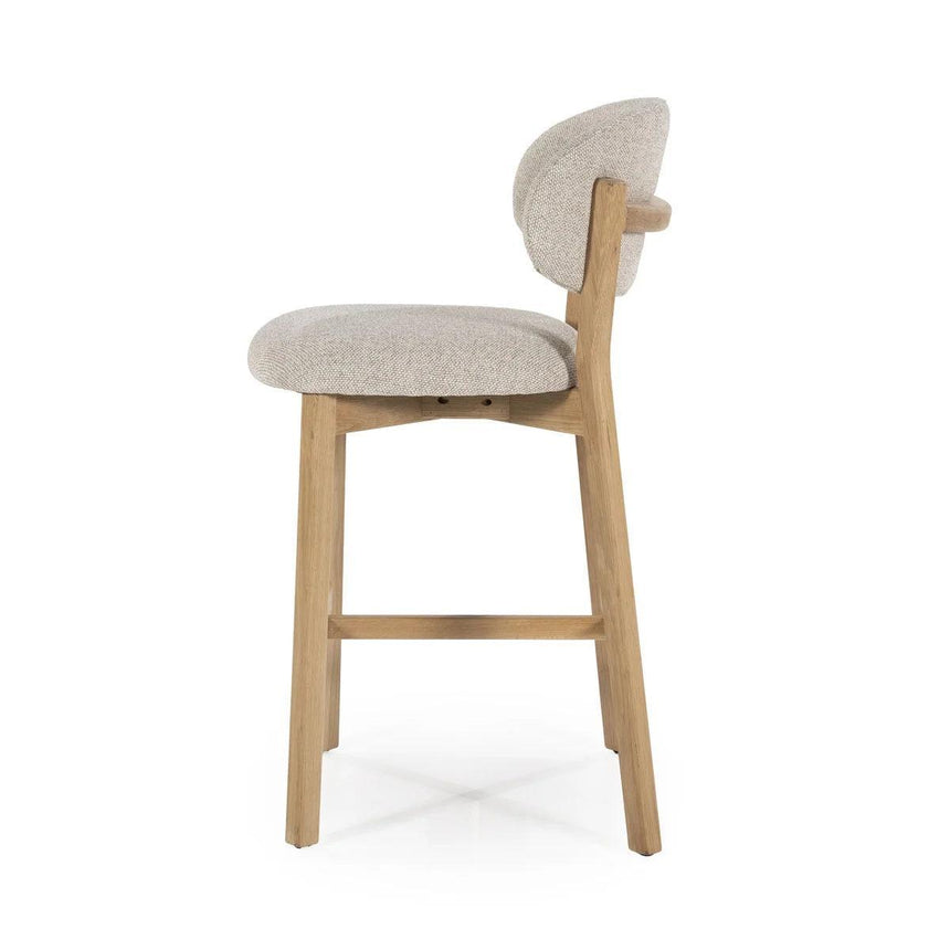 Mikky fabric bar stool with natural legs