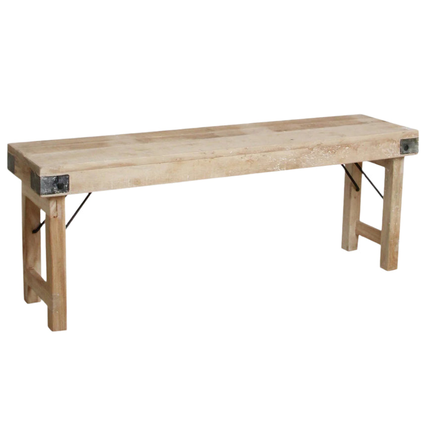 Limewash wood folding bench