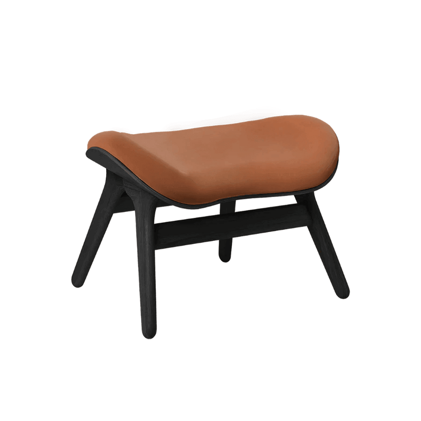 The Conversation Piece leather footstool with black frame