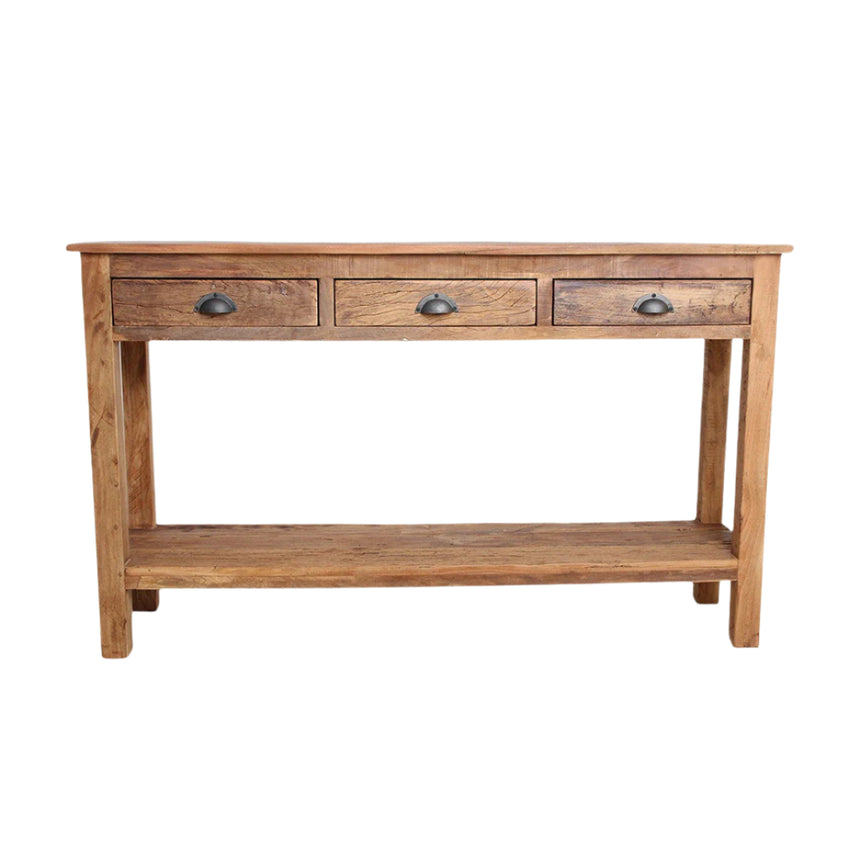 Farmwood wooden console table with drawers