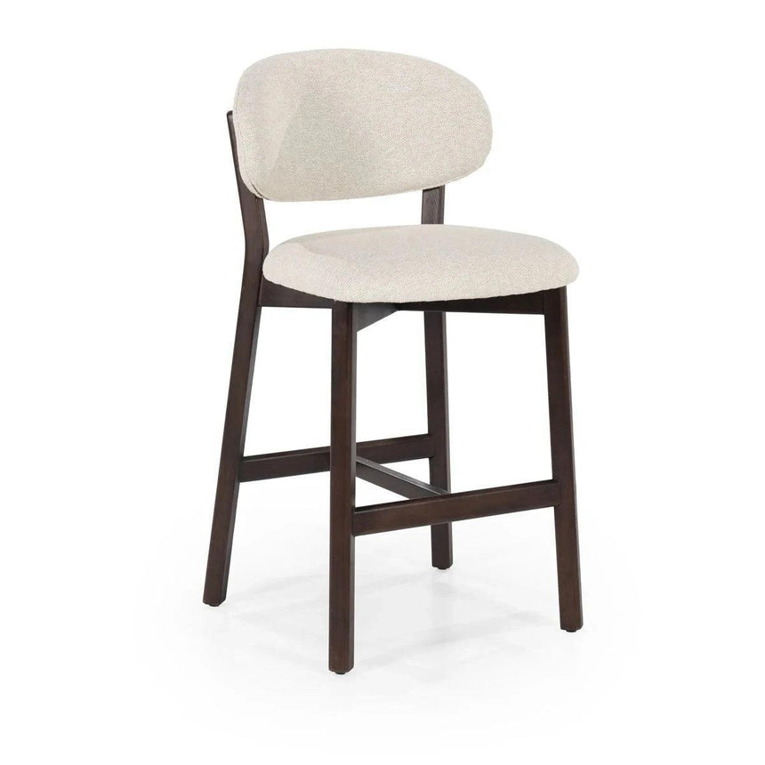Mikky fabric bar stool with dark brown legs