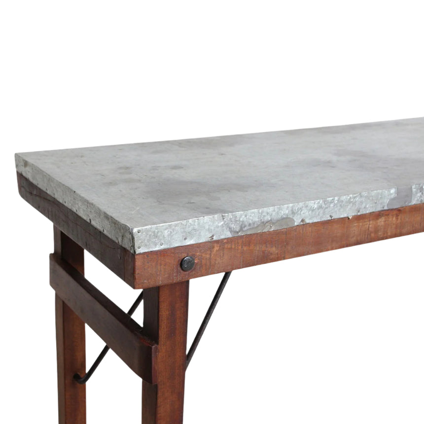 Zinc metal folding console table