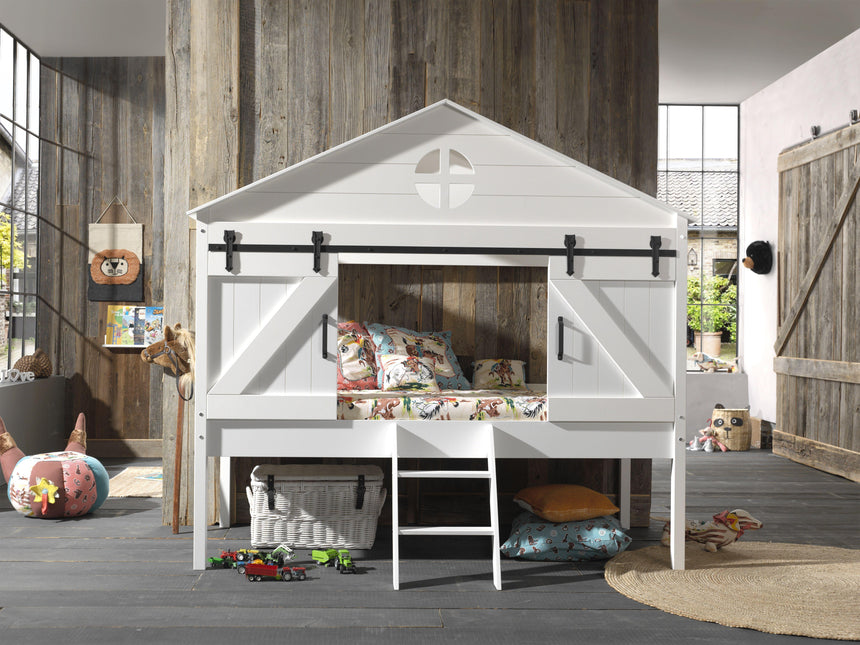 Barnie wooden house children's bed, 90x200 with bed frame