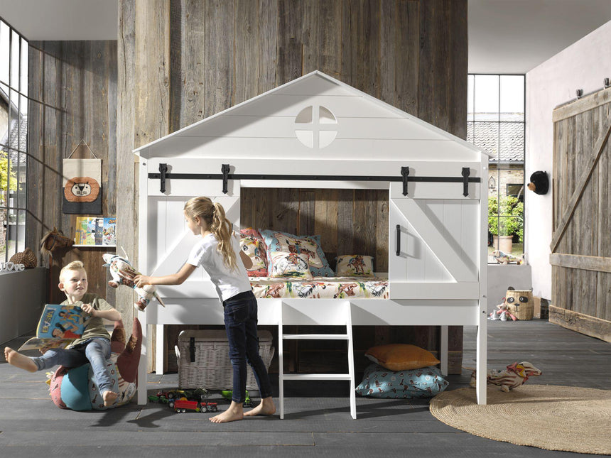 Barnie wooden house children's bed, 90x200 with bed frame