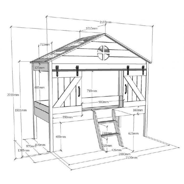 Barnie wooden house children's bed, 90x200