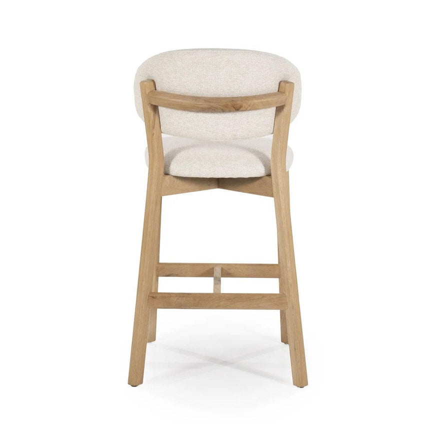 Mikky fabric bar stool with natural legs