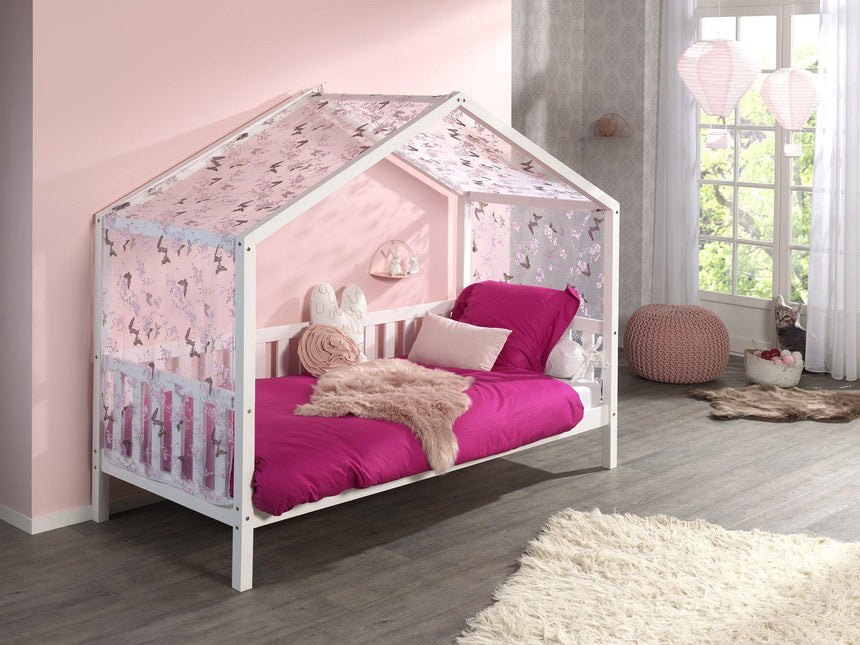 Dallas wooden house children's bed, 90x200 with fabric