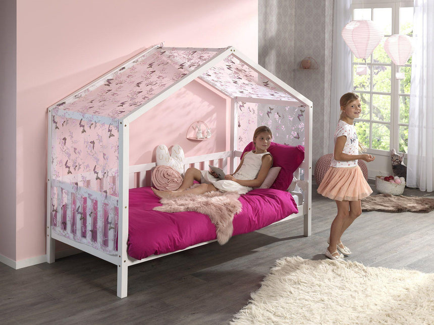 Dallas wooden house children's bed, 90x200 with fabric