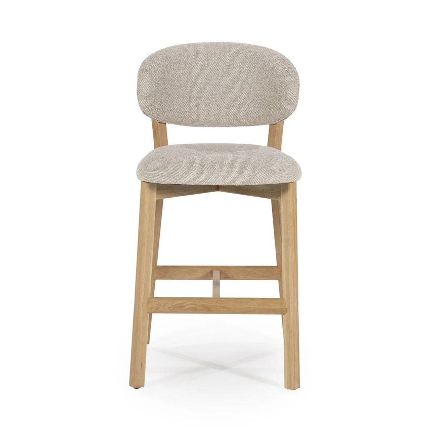 Mikky fabric bar stool with natural legs