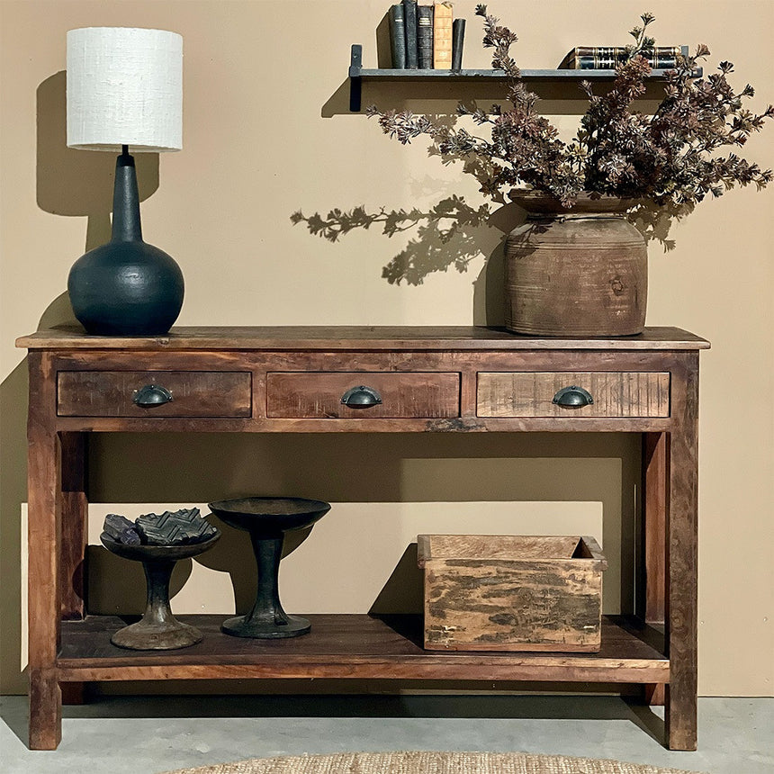 Factory wooden console table with drawers