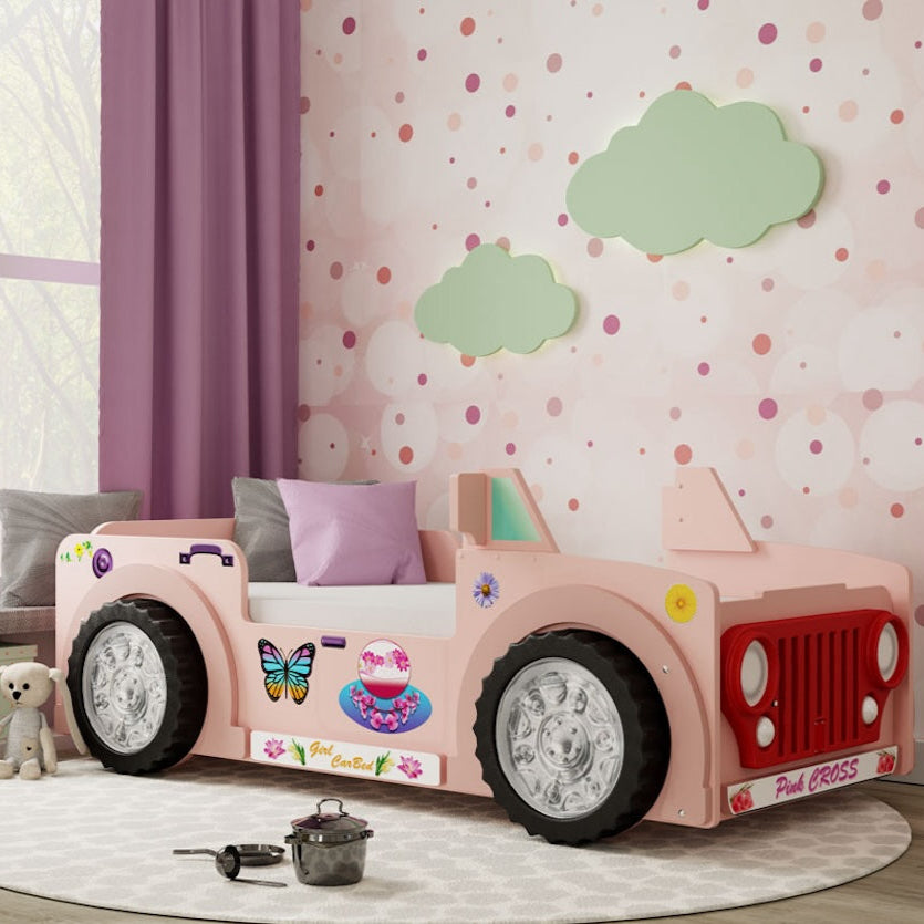 Jeep Pink wooden children's bed