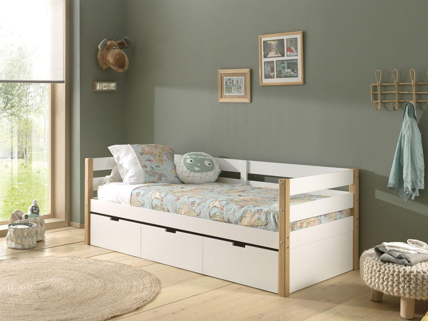 Margrit wooden children's bed, 90x200 with bed linen holder
