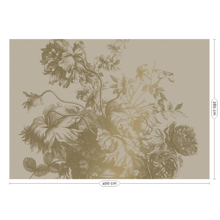 Gold metallic Engraved flowers szürke 8 panelos tapéta-0