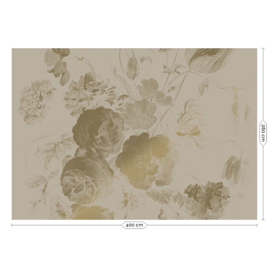 Gold metallic Golden age flowers szürke 8 panelos tapéta-0