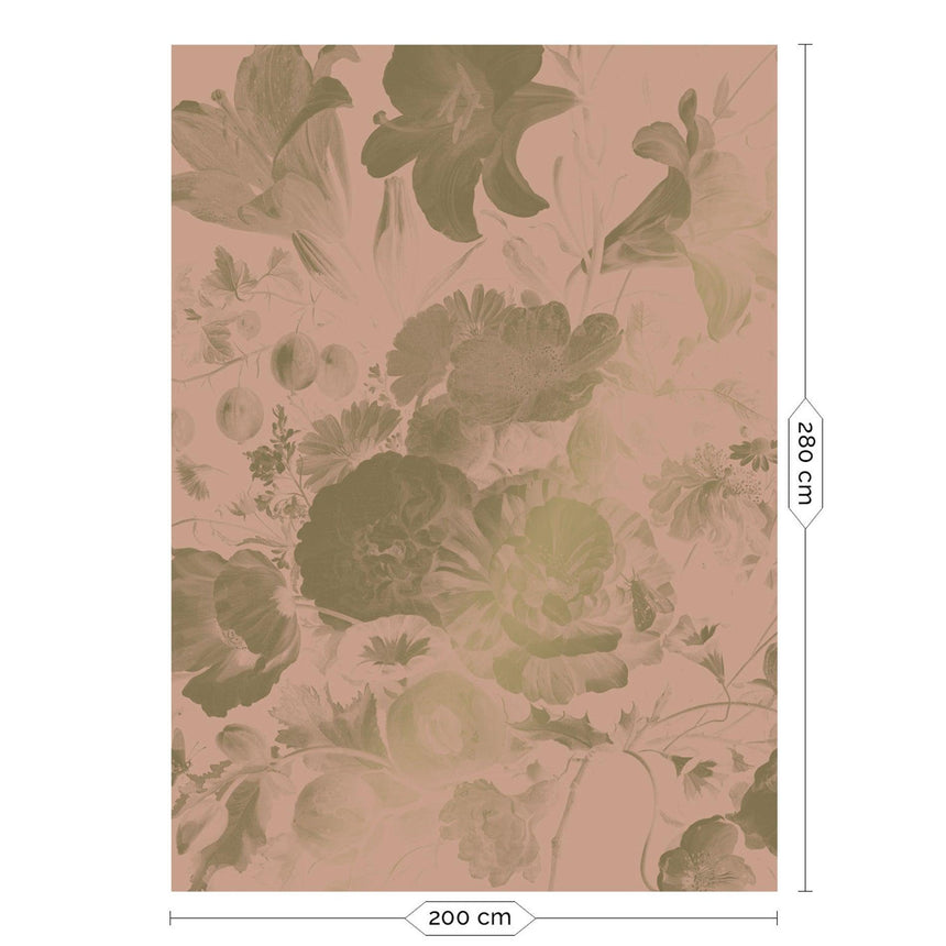 Gold metallic Golden age flowers nude 4 panelos tapéta-0