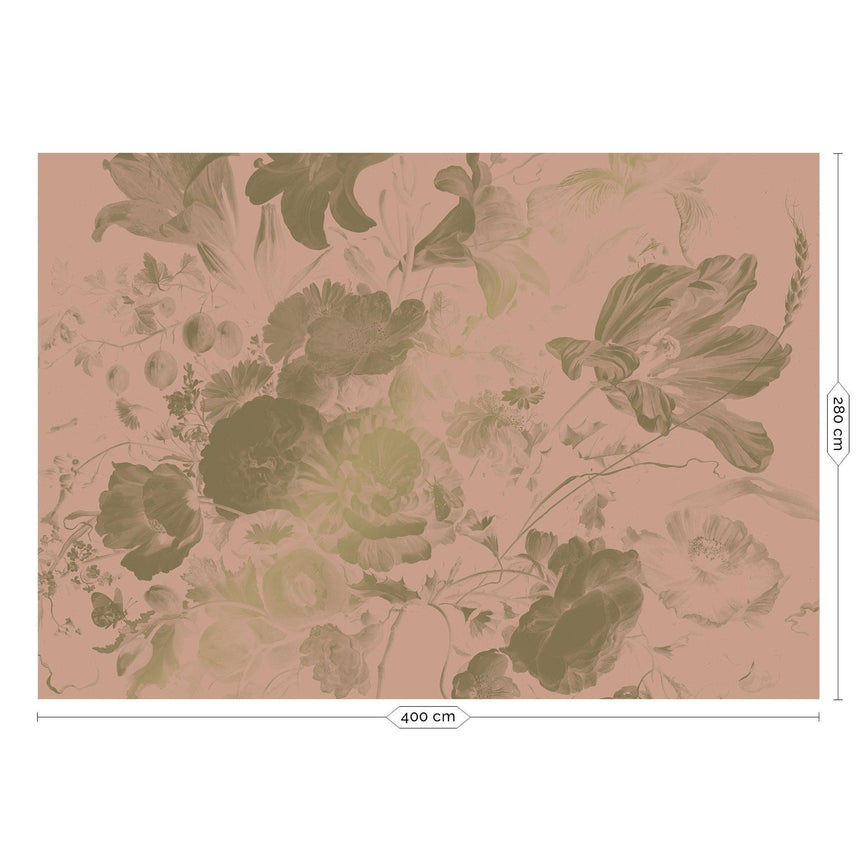 Gold metallic Golden age flowers nude 8 panelos tapéta-0