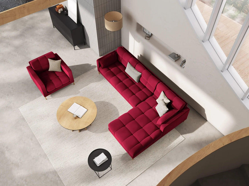 Mamaia velvet armchair with gold legs