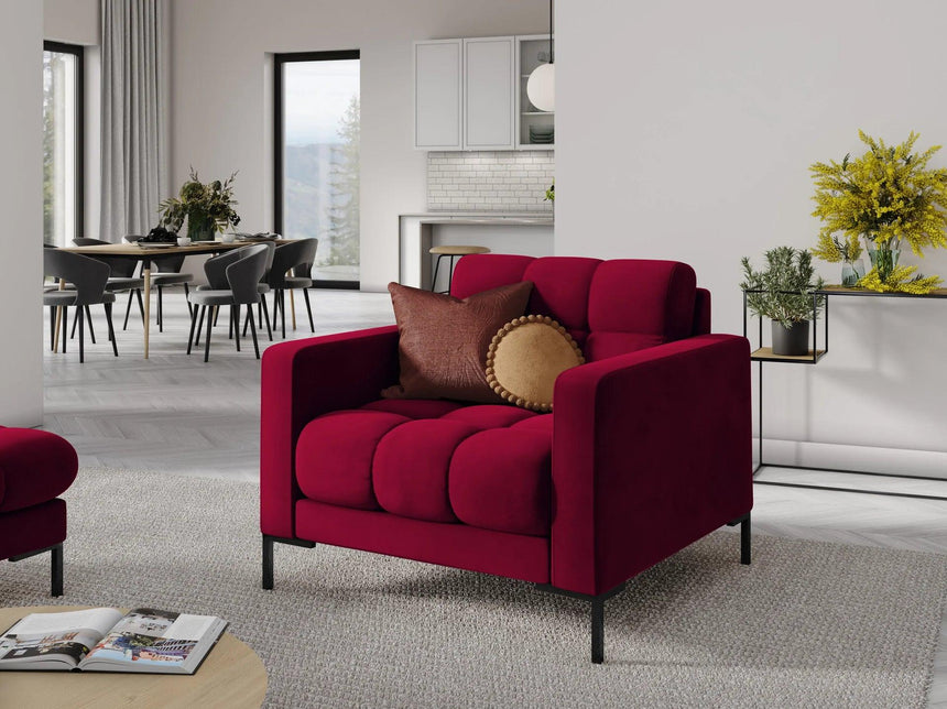 Mamaia velvet armchair with black legs