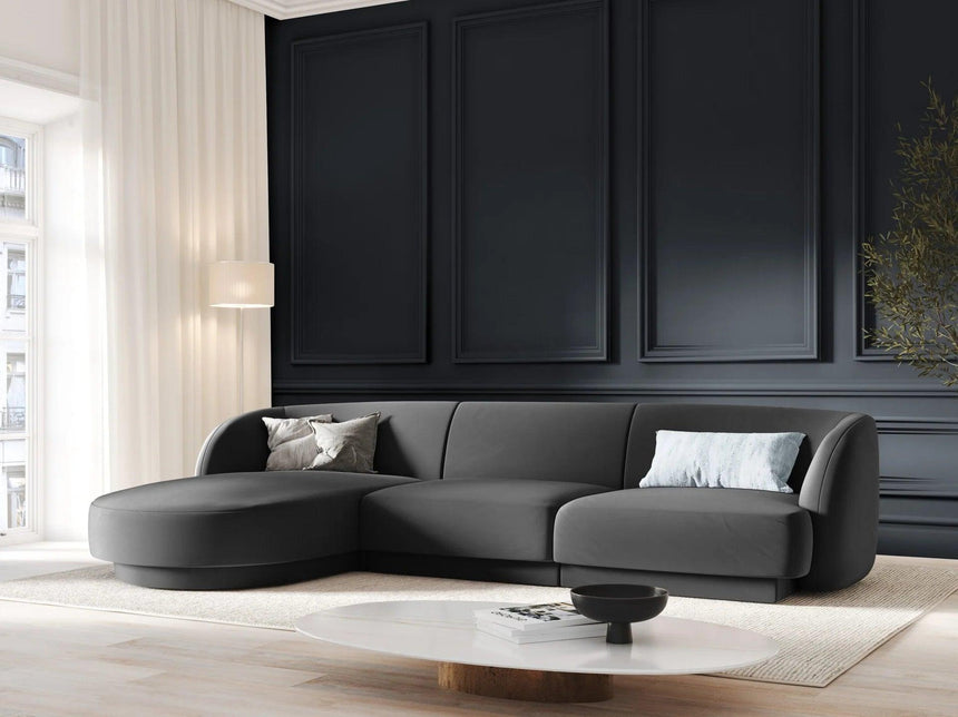 Miley balos bársony sarokkanapé 255x156