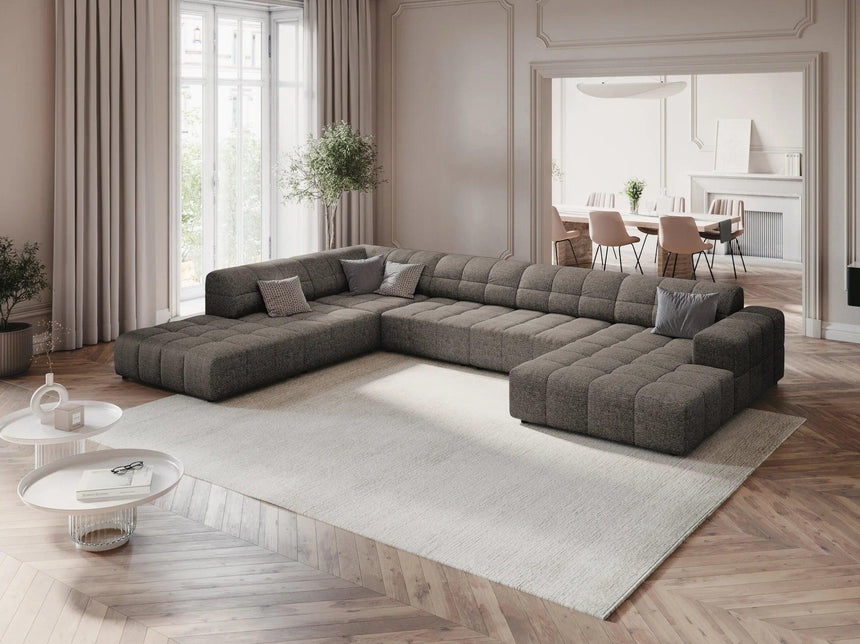 Jennifer U-shaped chenille sofa with left corner unit