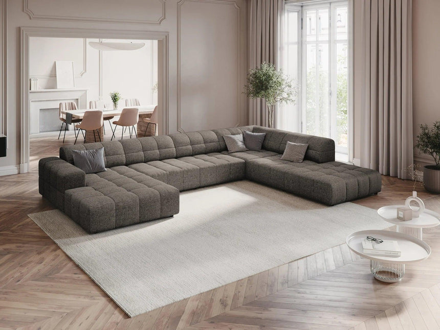 Jennifer U-shaped chenille sofa with right corner unit