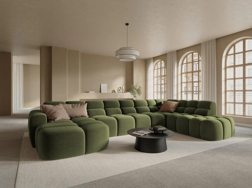 Lisa U-shaped velvet sofa with right corner unit