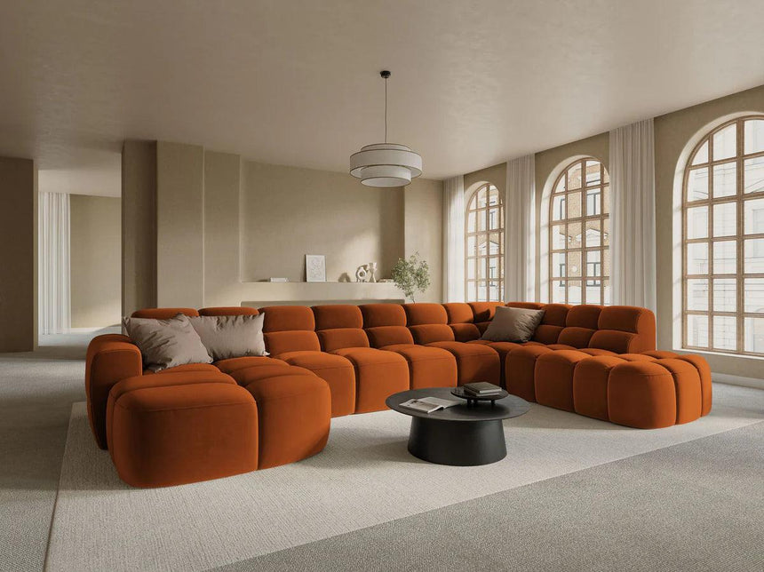 Lisa U-shaped velvet sofa with right corner unit
