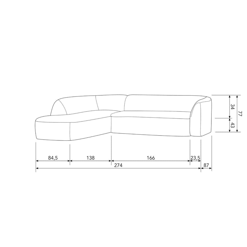 Sloping balos szövet sarokkanapé-8