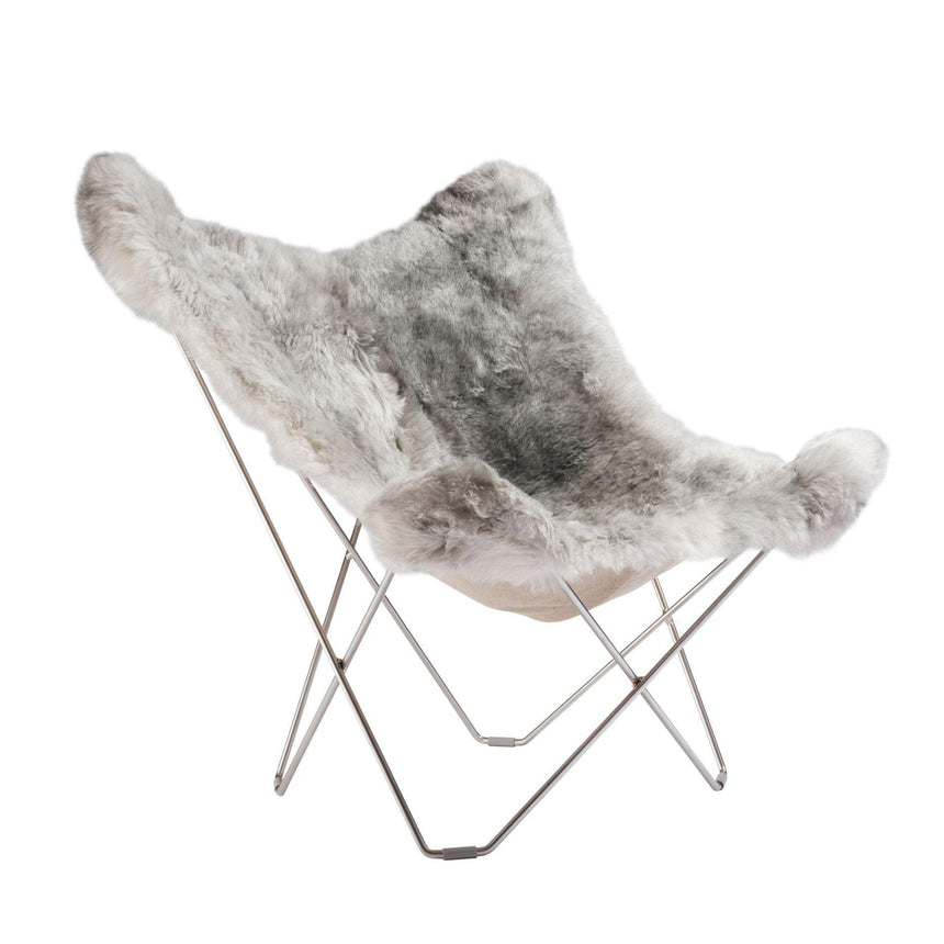 Iceland Mariposa báránybőr fotel króm váz-2