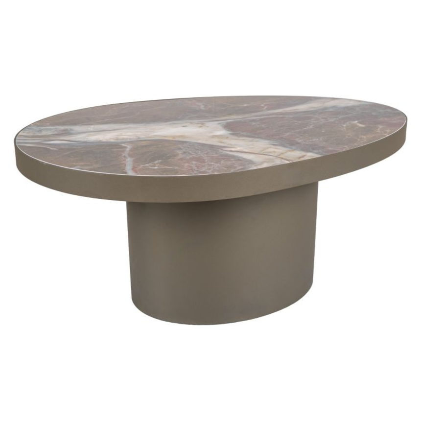 Gusto dohányzóasztal – Olasz kerámia tetővel és fém vázzal, 98x73 cm