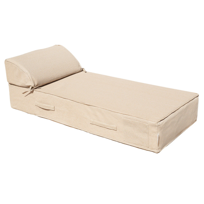 Raffia-effect fabric sun lounger