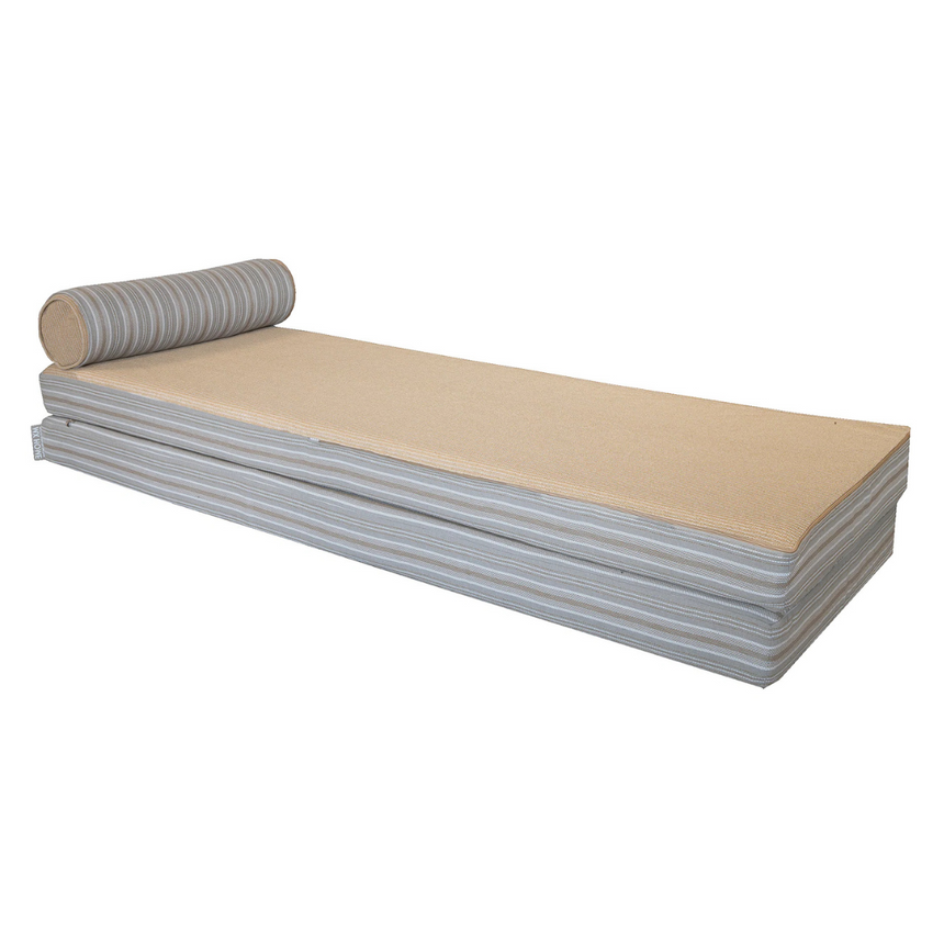 Double reversible fabric sun lounger with headrest