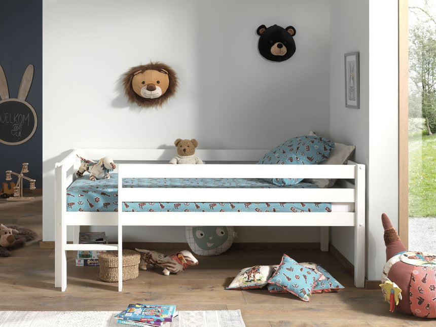Pino wooden medium-height children's bed, 90x200