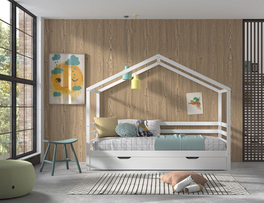 Dallas PL wooden house children's bed, 90x200 with bed linen holder