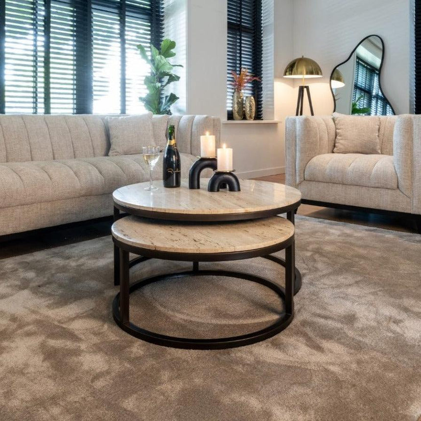 Avalon mészkő dohányzóasztal szettben - Dutch Home