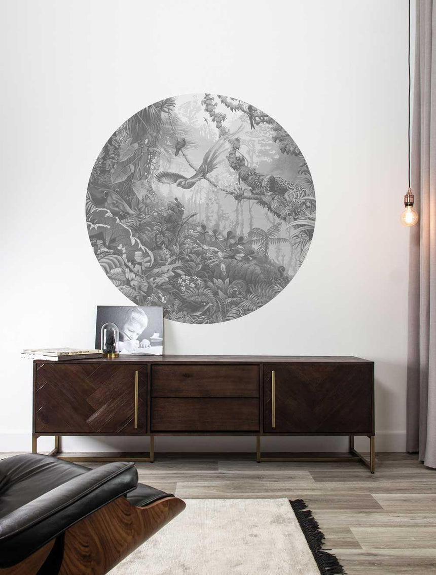 Tropical landscapes fekete & fehér kerek tapéta S-1