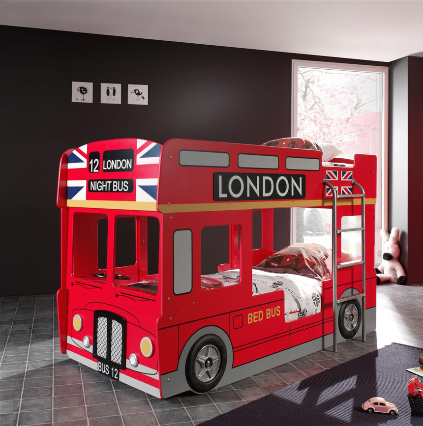London bus wooden bunk bed, 90x200