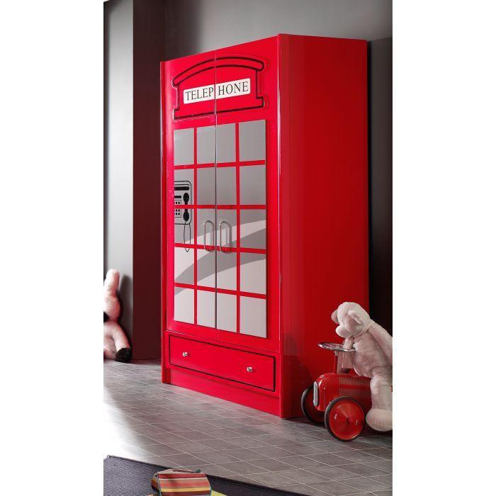 London phone booth patterned wooden children's wardrobe