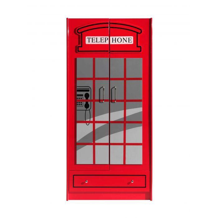 London phone booth patterned wooden children's wardrobe