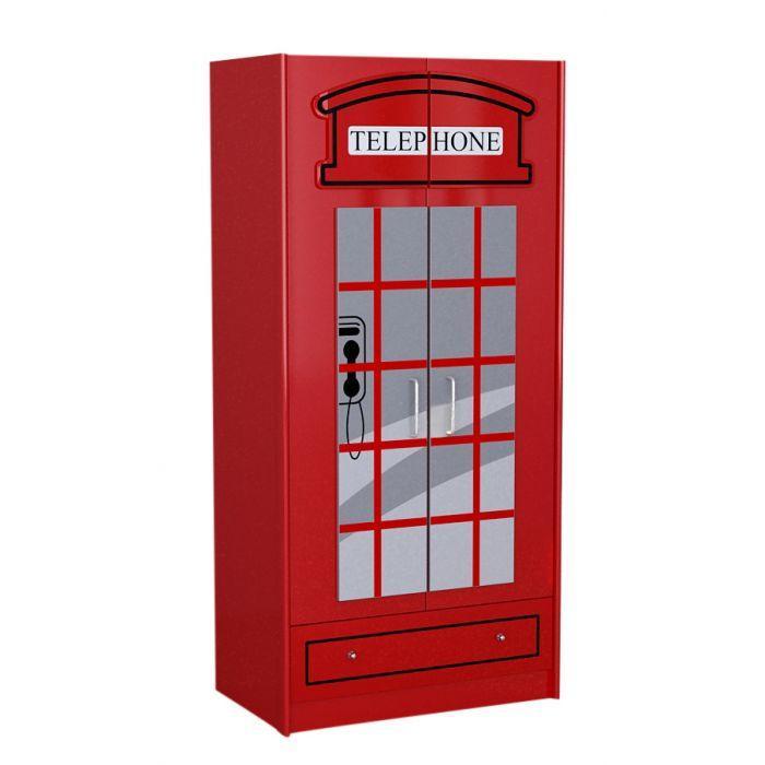London phone booth patterned wooden children's wardrobe