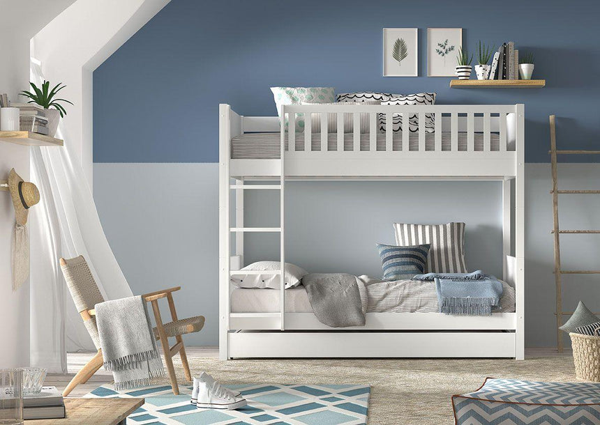 Scott 94RB wooden bunk bed for children, 90x200 with bed linen holder