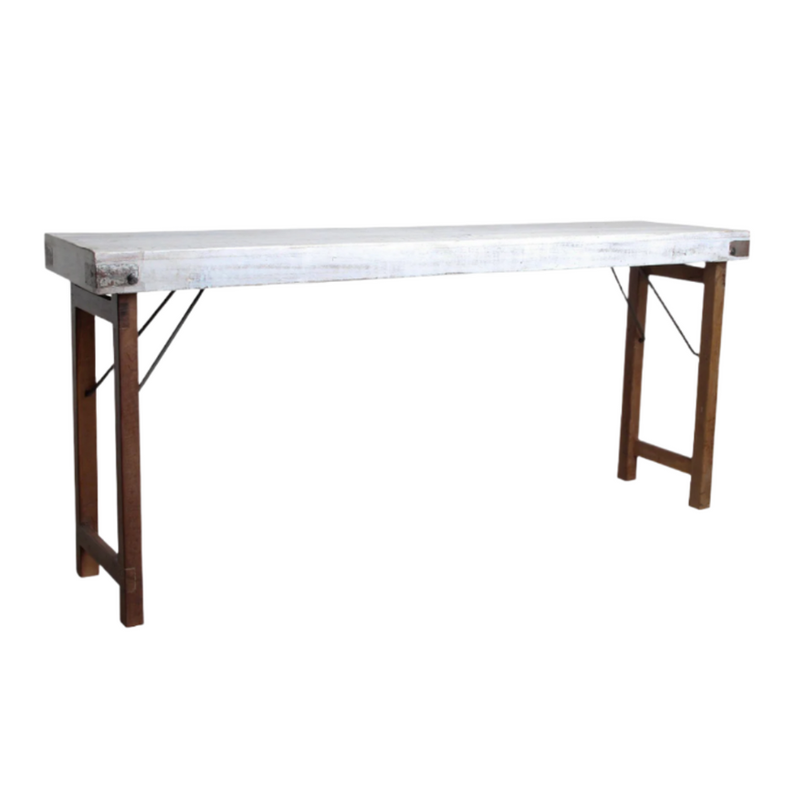 Console wooden folding console table