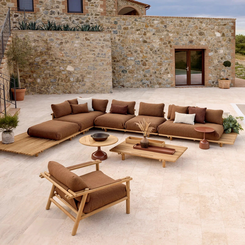 Sticks szövet kerti fotel fa lábbal