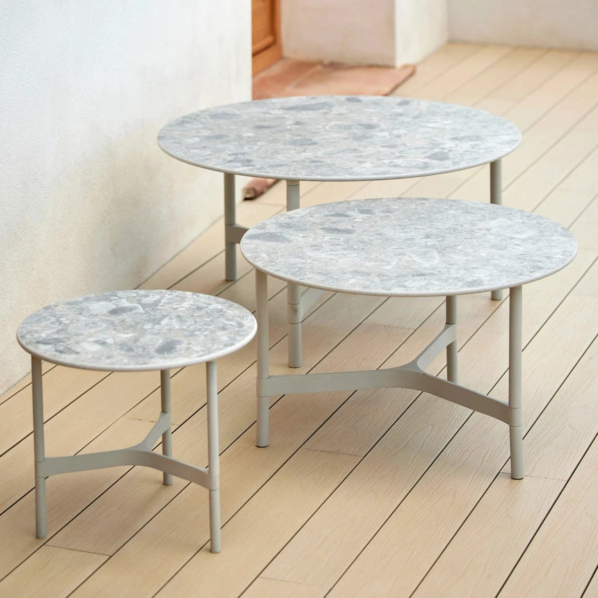 Twist kerámia kerti dohányzóasztal fém lábbal Ø90