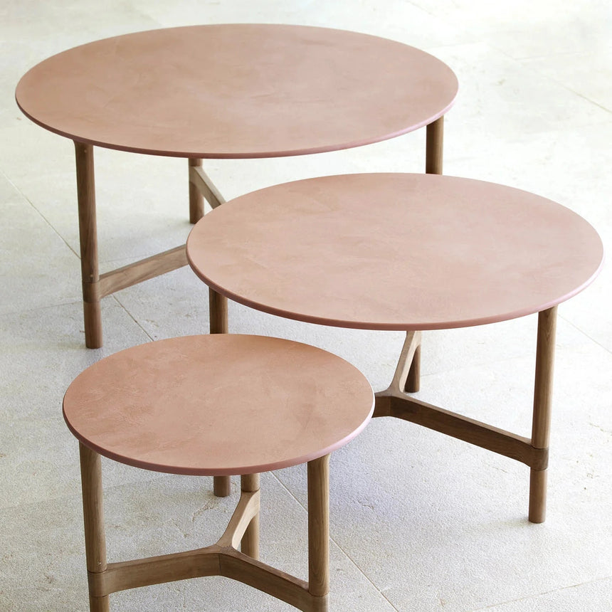 Twist kerámia kerti dohányzóasztal fa lábbal Ø90