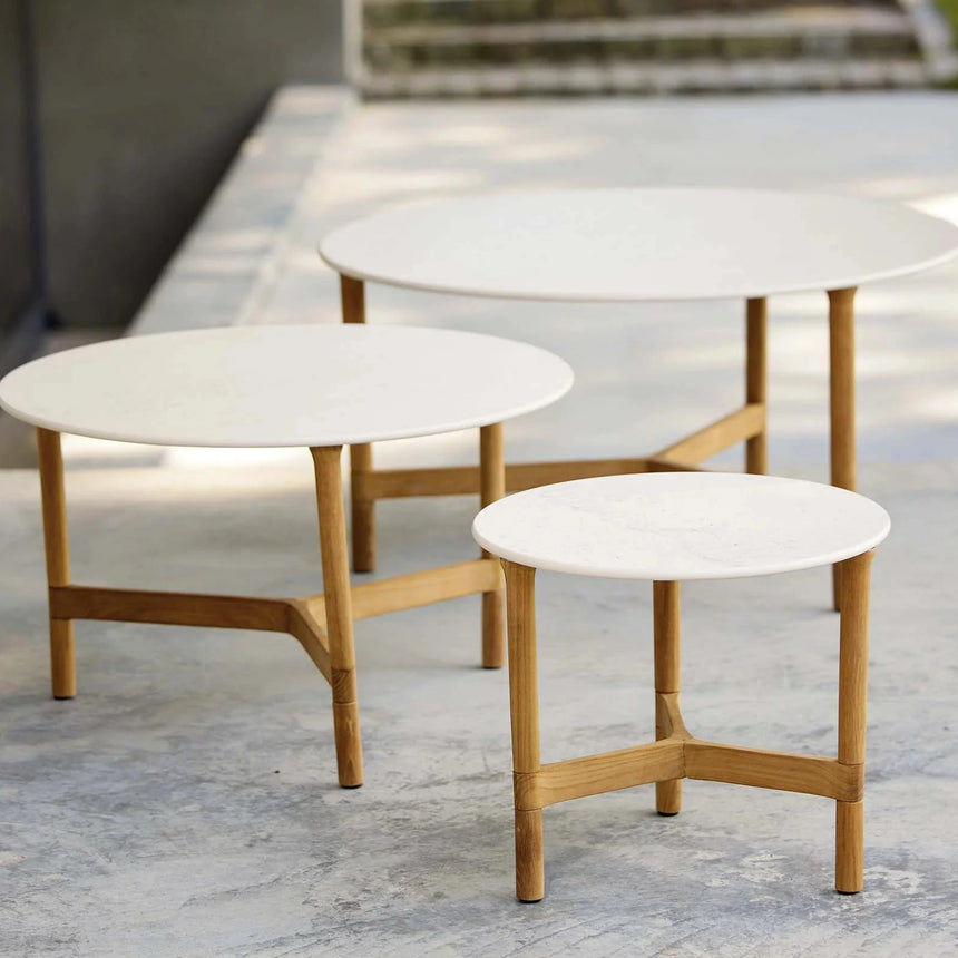 Twist kerámia kerti dohányzóasztal fa lábbal Ø90