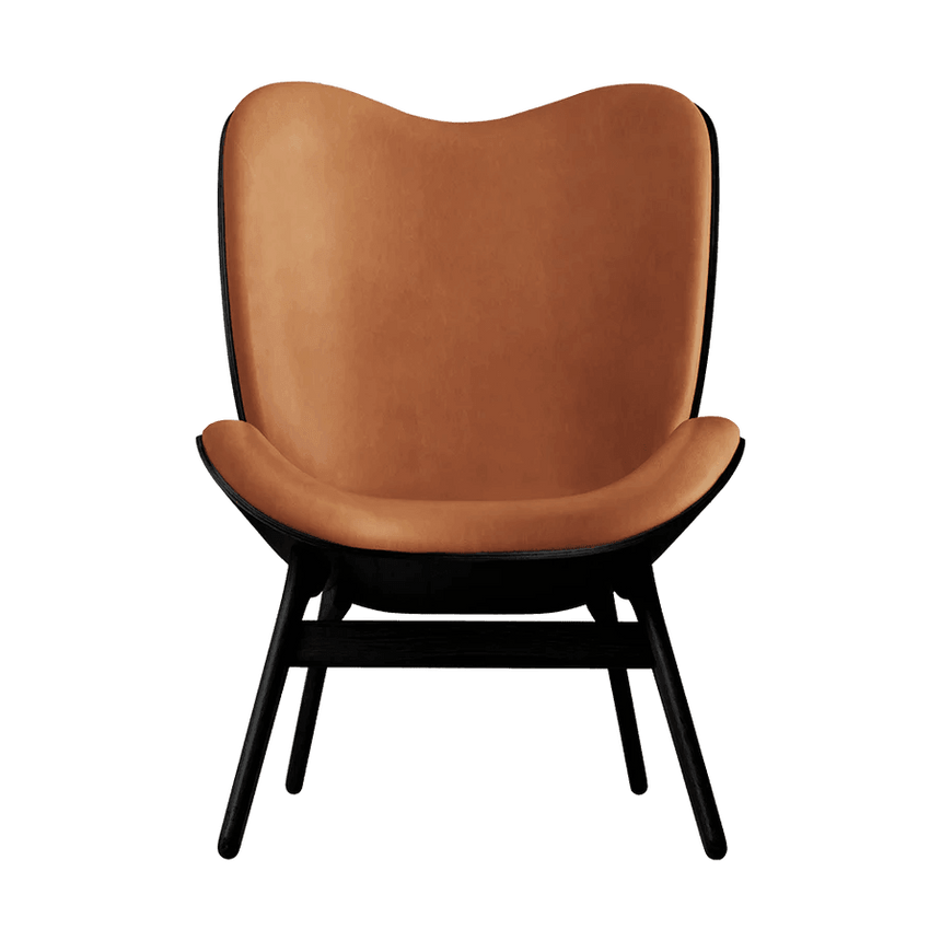 A Conversation Piece bőr magas fotel fekete kerettel