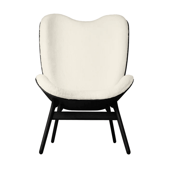 A Conversation Piece műszőrme magas fotel fekete kerettel