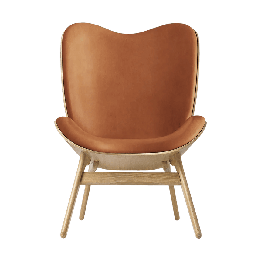 A Conversation Piece bőr magas fotel natúr kerettel